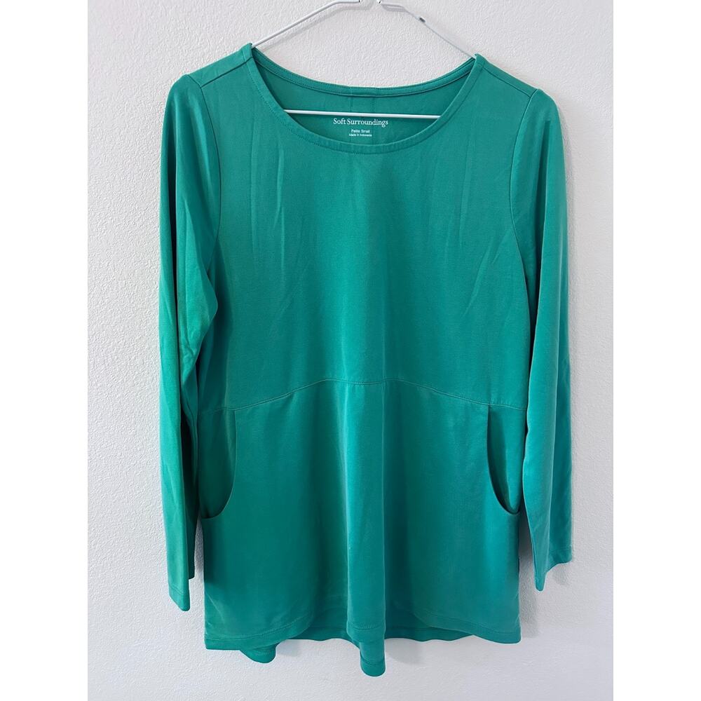 Soft Surroundings Fairfax Tunic Top Women’s Size S Pockets Shell Buttons Knit